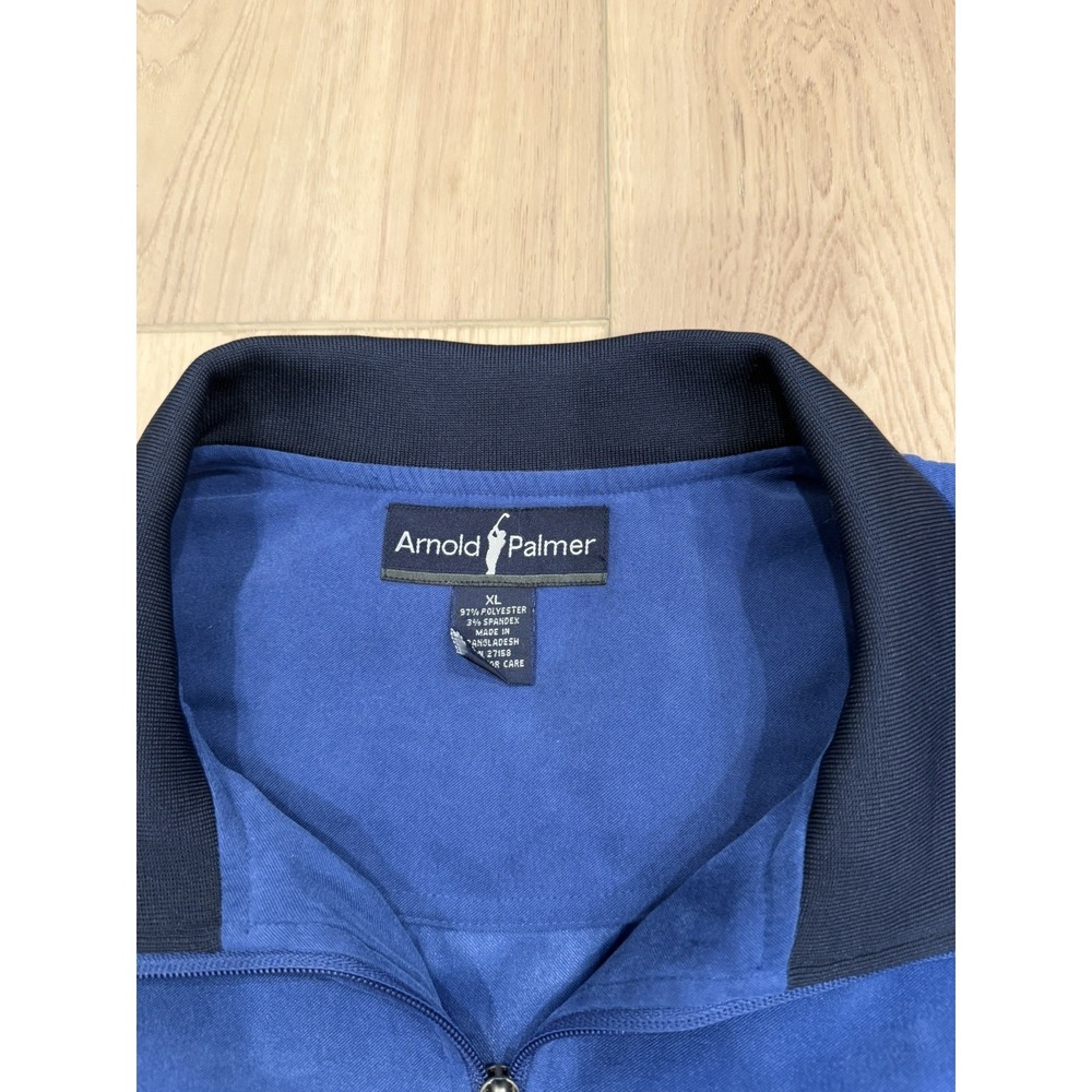 Arnold Palmer Men's Blue Size XL Suede Golf Vest 1/4 Zip Sweater Shirt - Picture 2 of 6